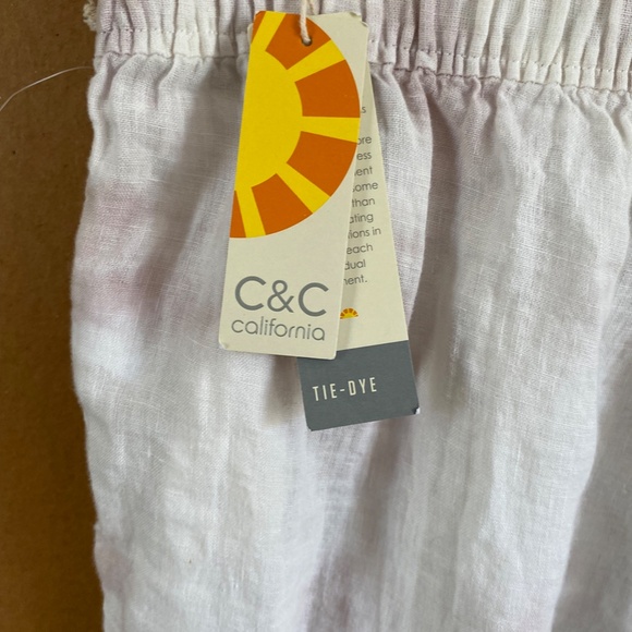 C & C California Linen Wide Leg Cropped Pants Size Large - Picture 6 of 8